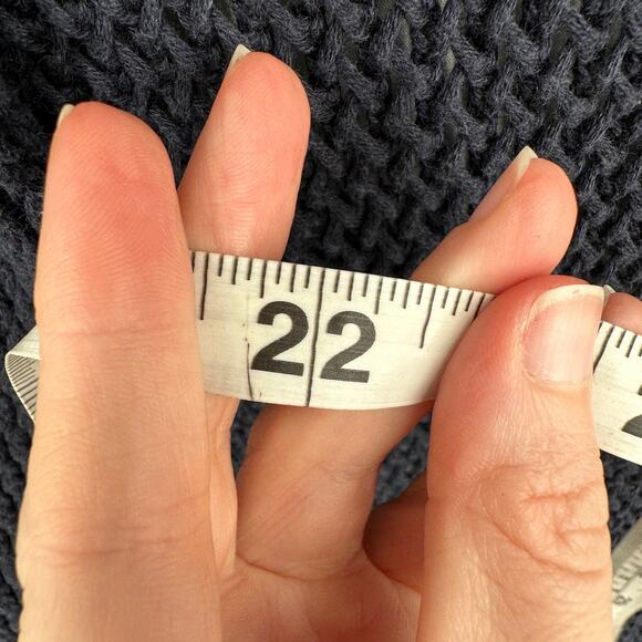 Allison Joy Evereve Cardigan Sweater Small Navy Blue Hooded Open Knit Beachy - Picture 8 of 9